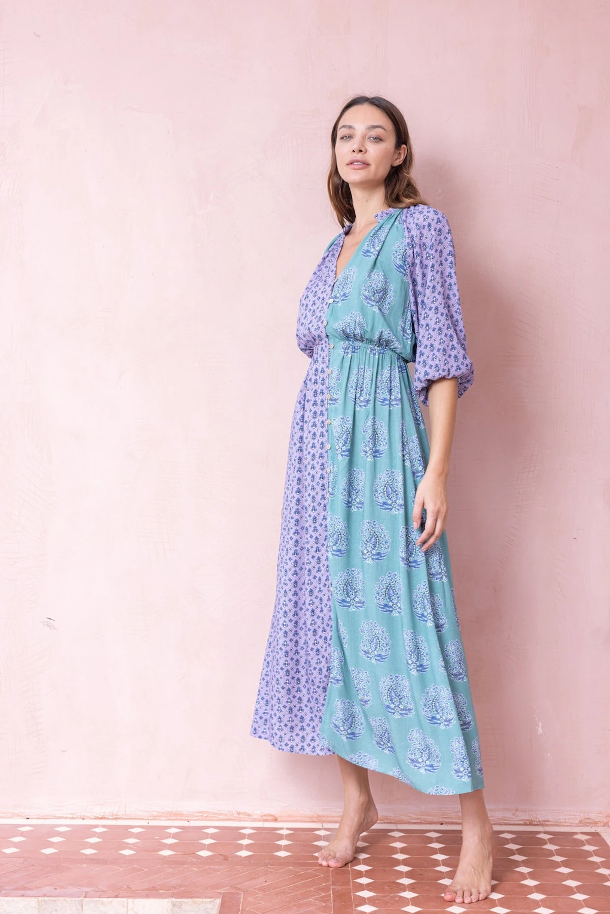 Pandora Harmony Maxi Dress - Everglade And Violet Patchwork 4 Pandora Harmony Maxi Dress - Everglade And Violet Patchwork - Image 2