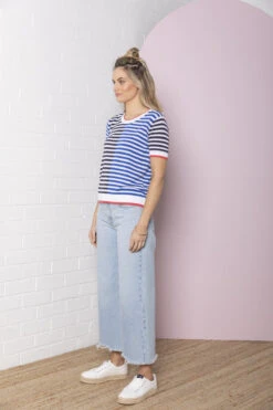 Colour Block Stripe Knit Tee - Navy / Ocean 8 Colour Block Stripe Knit Tee - Navy / Ocean -Swathera Sales 5u4k F8NK2uy1roFXDV NY7uA 15763.1710934859