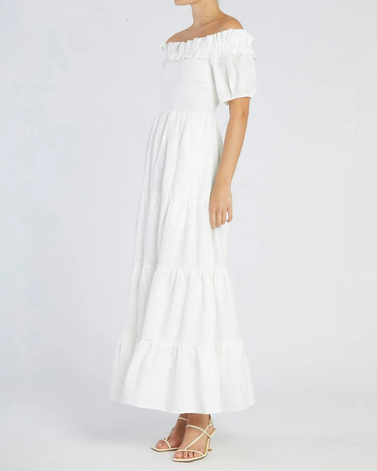 Bridgette Linen Maxi Dress - White 5 Bridgette Linen Maxi Dress - White - Image 4
