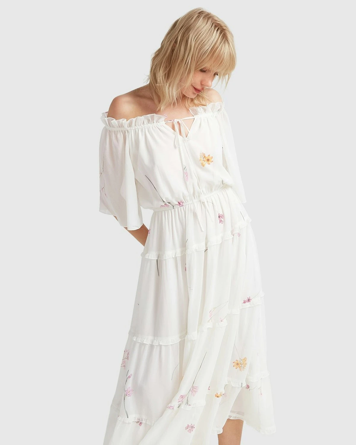 La Femme Tiered Maxi Dress - White 3 La Femme Tiered Maxi Dress - White