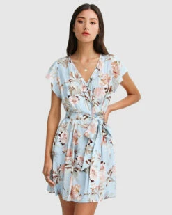 I'm The Star Wrap Dress - Light Blue