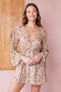 Gaia Fortuna Mini Dress - Cream Iris