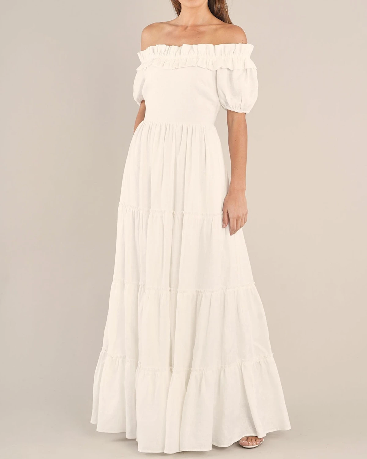 Bridgette Linen Maxi Dress - White 14 Bridgette Linen Maxi Dress - White - Image 13