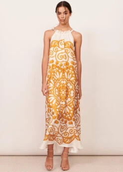 Coralie Silk Halter Dress - White/Toffee -Swathera Sales OmOC4LU28tdQ4TMYp4gLzHzlw 41064.1706704632