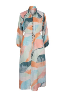 Havana Lorena Maxi Shirt Dress - Watercolour Tropical