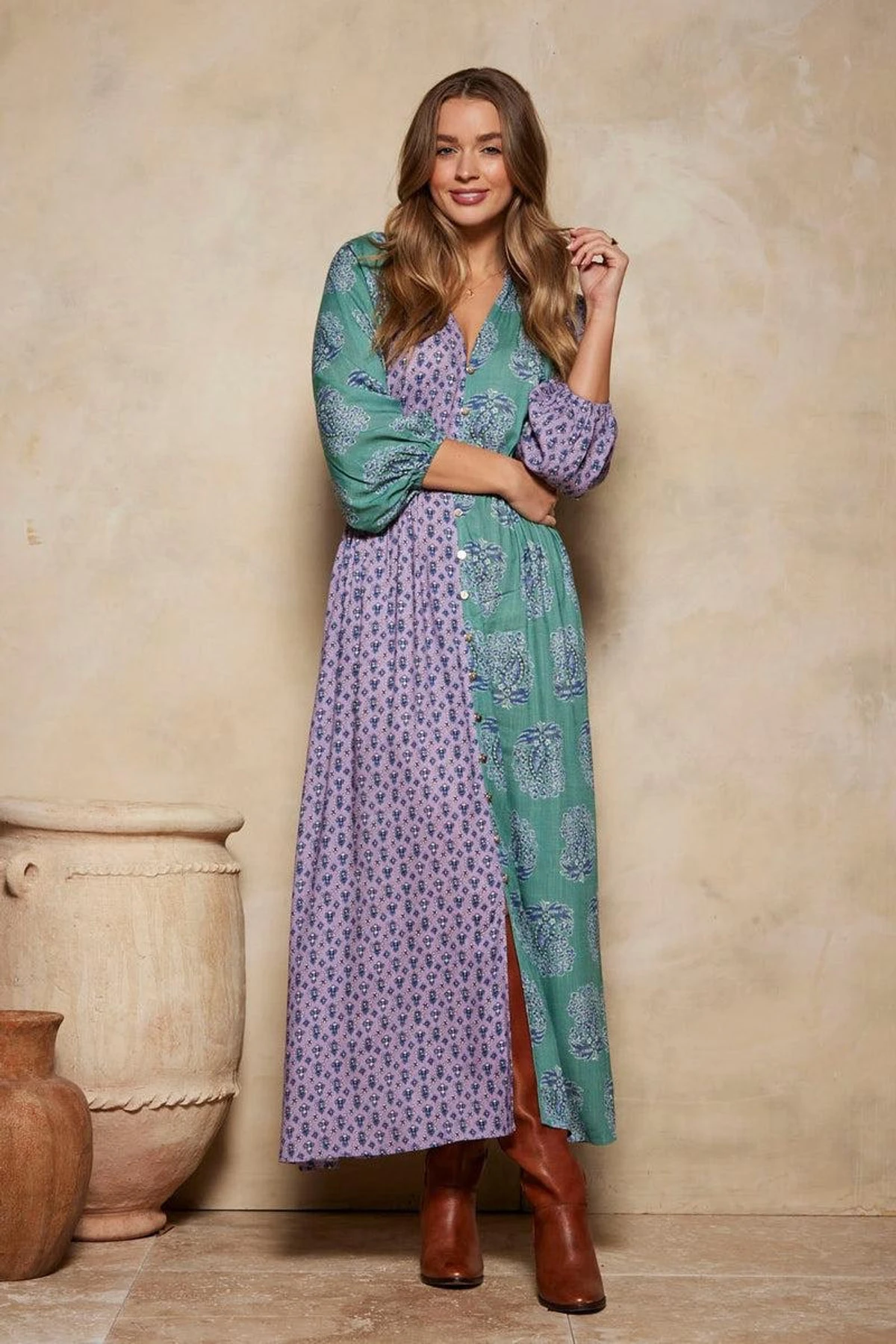 Pandora Harmony Maxi Dress - Everglade And Violet Patchwork 14 Pandora Harmony Maxi Dress - Everglade And Violet Patchwork - Image 12
