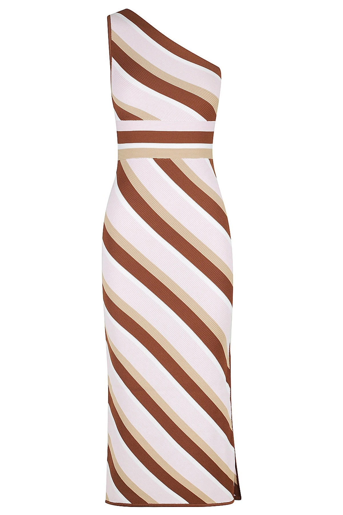 St Tropez One Shoulder Knit Dress - Neapolitan Stripe 9 St Tropez One Shoulder Knit Dress - Neapolitan Stripe - Image 7