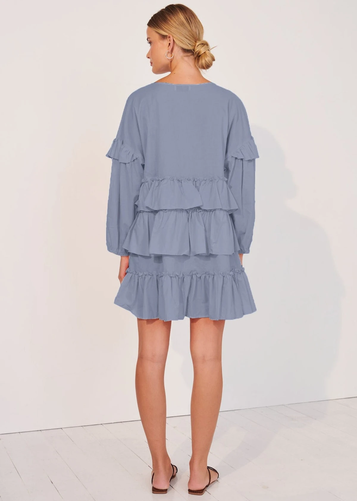Lucia Ruffled Mini Dress - Blue 4 Lucia Ruffled Mini Dress - Blue - Image 2