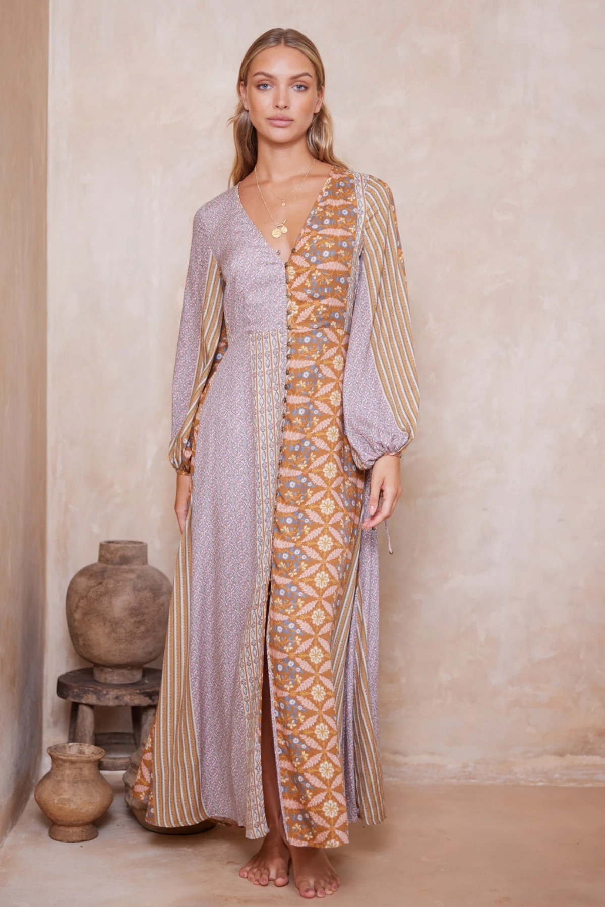 Alora Iola Maxi Dress - Alora Tan Stripe 9 Alora Iola Maxi Dress - Alora Tan Stripe - Image 7