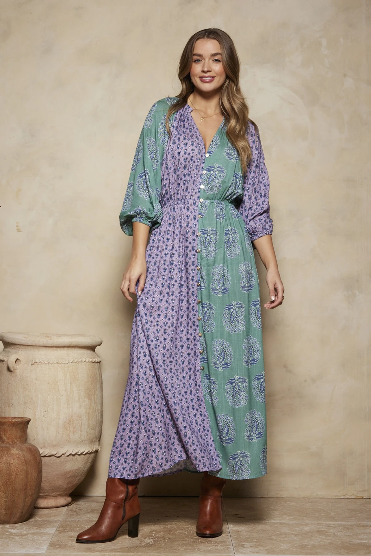 Pandora Harmony Maxi Dress - Everglade And Violet Patchwork 9 Pandora Harmony Maxi Dress - Everglade And Violet Patchwork - Image 7