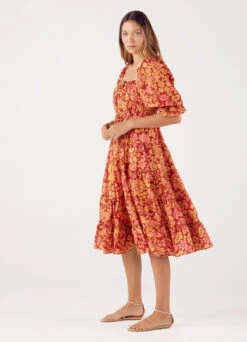 Isabella Tiered Peasant Dress PEONIA