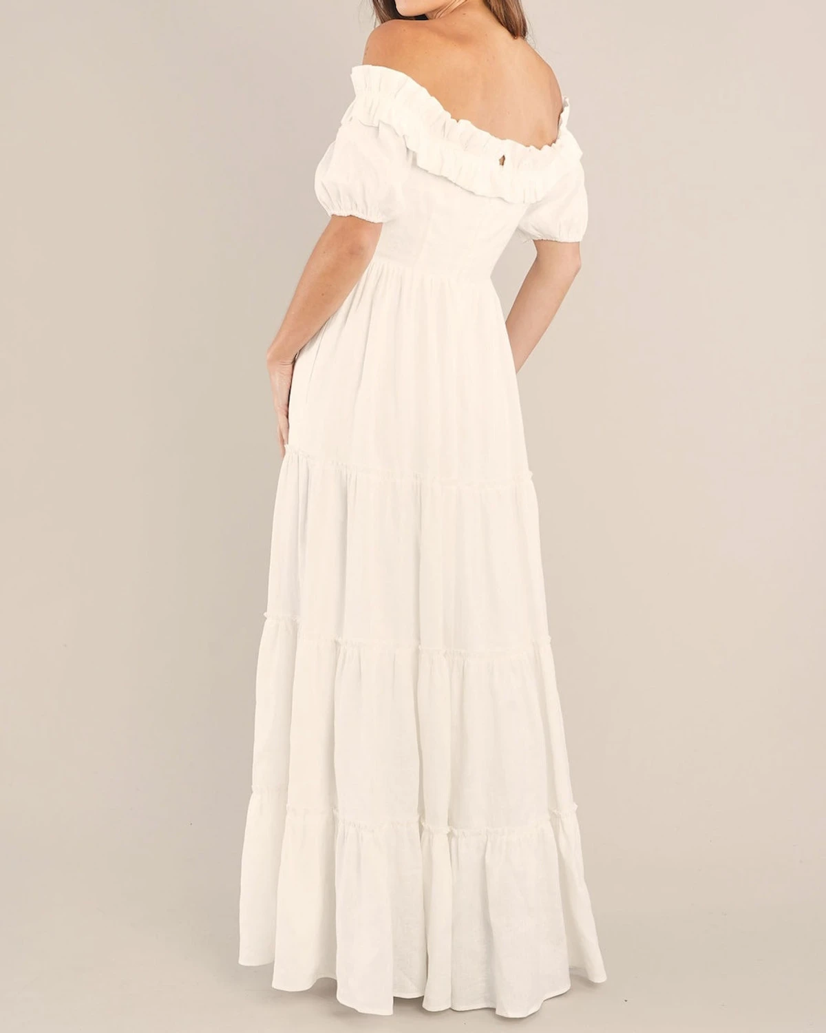 Bridgette Linen Maxi Dress - White 3 Bridgette Linen Maxi Dress - White - Image 2