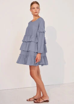 Lucia Ruffled Mini Dress - Blue