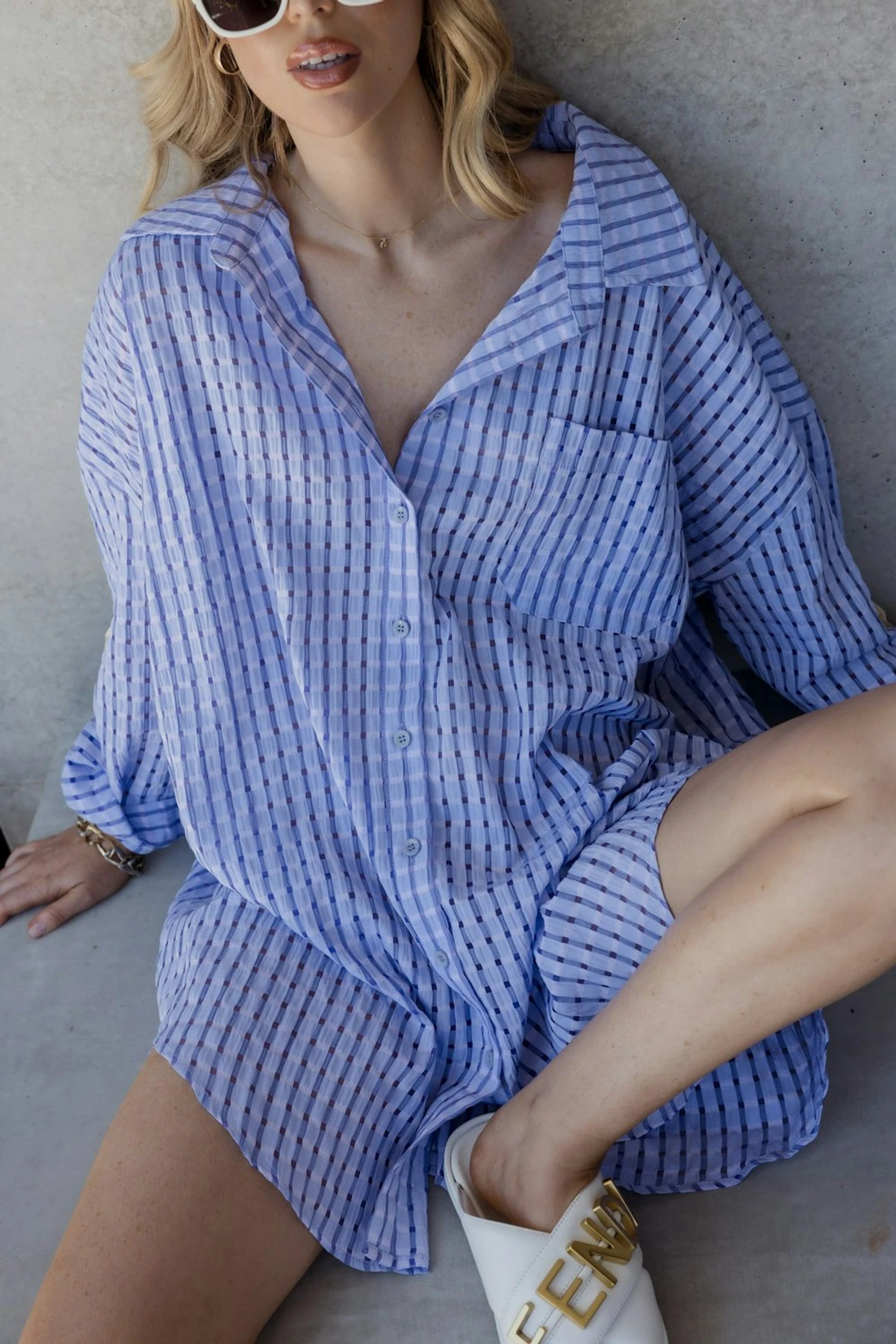 IZZY Dress Chequer Lilac 4 IZZY Dress Chequer Lilac - Image 2