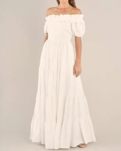 Bridgette Linen Maxi Dress - White