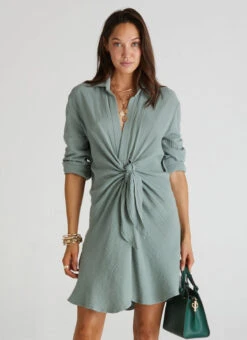 Wrap Front Shirt Dress - 100353449