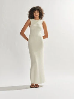 Flynn Backless Knit Maxi Dress Eggshell