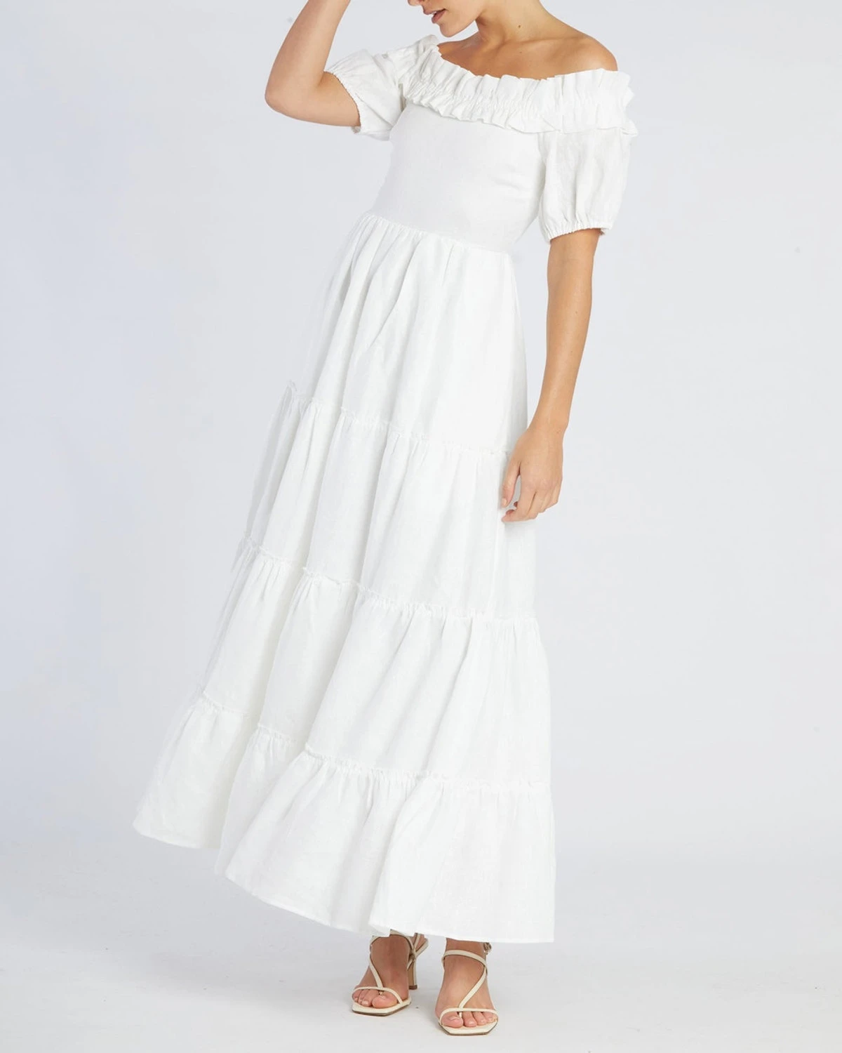 Bridgette Linen Maxi Dress - White 4 Bridgette Linen Maxi Dress - White - Image 3