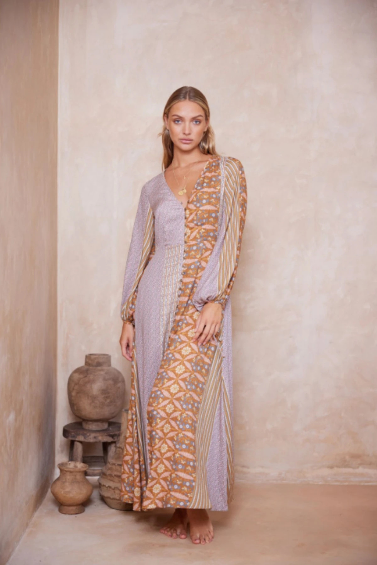 Alora Iola Maxi Dress - Alora Tan Stripe 5 Alora Iola Maxi Dress - Alora Tan Stripe - Image 3